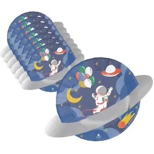RueDeLaFete Lot de 8 assiettes Thème Espace pas cher