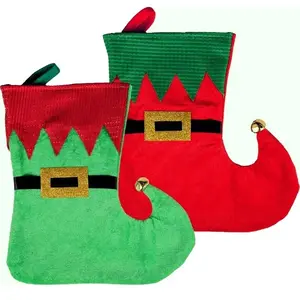 Chaussette de Noël Lutin 30cm ROUGE avec grelot (x1)
