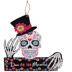 P'TIT Clown re23540 - Pancarte Day of the Dead à suspendre 37cm pas cher