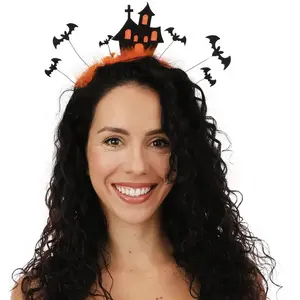 RueDeLaFete Serre-tête maison hantée - orange, noir 23519PC pas cher