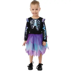 Costume baby squelette irisé fille 104 cm, 3/4 ans