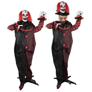 AUTOMATE CLOWN DOUBLE TÊTE ANIMÉ SON LUMIÈRE 180CM   - DECORATION DE FETE HALLOWEEN