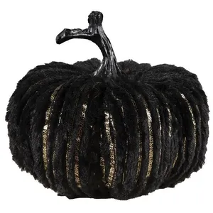 Comparateur de prix : décoration citrouille velours 18x22cm noir doré - ptitclown 23013