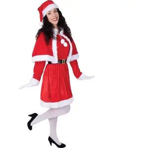 Costume Mère Noël - PTIT CLOWN - Velours - Adulte - Rouge et Blanc pas cher