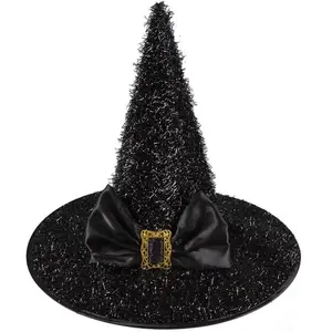 Chapeau de sorcière filaments, brillant Noir FETE-23149