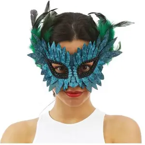 Comparateur de prix : Non communiqué masque loup plume vert écaille irisé bleu adulte - générique 23387