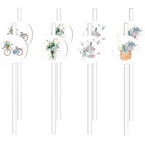 RueDeLaFete Lot de 8 pailles champêtre pas cher