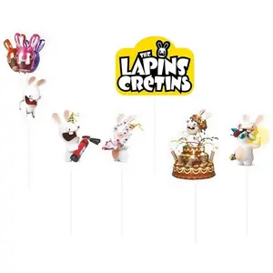 P'TIT Clown re23342, Lot de 6 piques à gâteau Lapins Crétins pas cher