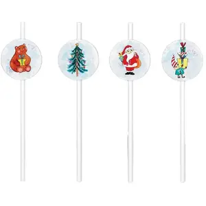 Comparateur de prix : Lot de 8 pailles déco de Noël