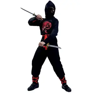 Déguisement enfant Ninja noir et rouge taille 3/4 ans FETE-23758 pas cher
