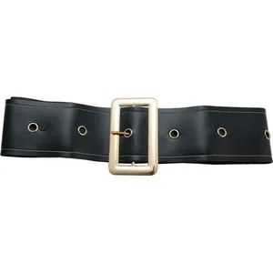 Comparateur de prix : PTIT CLOWN 1 Ceinture noire semili cuir et boucle dorée or métallique 9 x 150 cm REF/20201 Pour déguisement père Noël et Carnaval