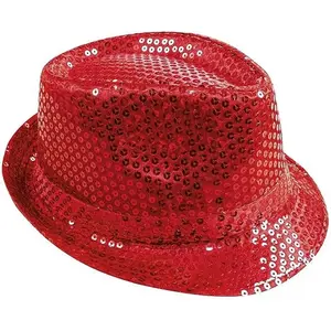 Comparateur de prix : Chapeau adulte Borsalino rouge avec sequins (x1) REF/20194