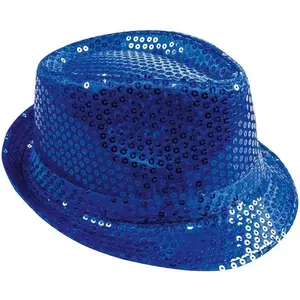 Comparateur de prix : Chapeau Borsalino en tissu sequins pour adulte - Bleu - PTIT CLOWN