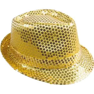 Comparateur de prix : Déguisement - PTIT CLOWN - Chapeau tissu sequins borsalino or - Adulte