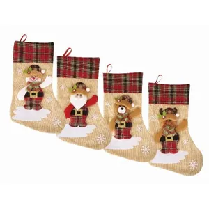 JOUR DE FETE Chaussette de Noël Toile de Jute - 37 cm - Modèle Aléatoire pas cher