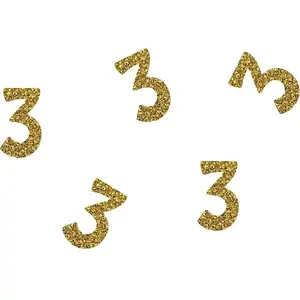 Comparateur de prix : Lot de 50 confettis pailletés Chiffre 3 Or