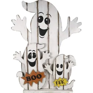 Comparateur de prix : Famille de fantômes en bois lumineux, à poser de 90 cm FETE-22965
