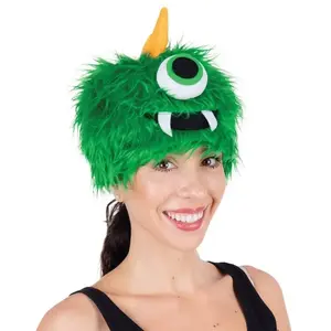 RueDeLaFete Chapeau adulte Monstre cyclope velu Vert clair pas cher