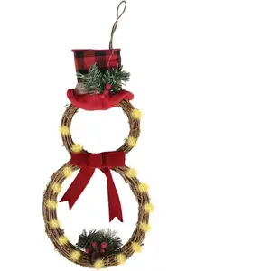 Couronne de porte Bonhomme de neige lumineux 48 cm FETE-22826