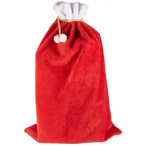 Comparateur de prix : 1 Hotte du père Noël rouge avec aspect fourrure 57 x 86cm REF/22872