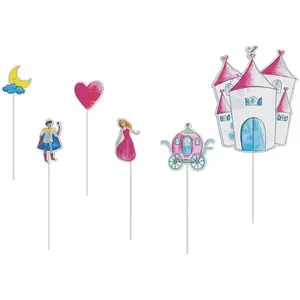 RueDeLaFete Lot de 6 piques à gâteau d'anniversaire Princesses pas cher