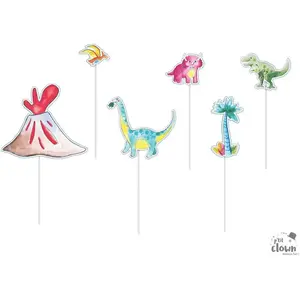 Lot de 5 piques à gâteau d'anniversaire Dinosaures