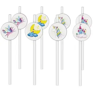 Comparateur de prix : P'TIT Clown re22501 - Lot de 8 pailles anniversaire Licornes