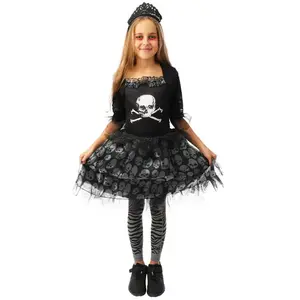 déguisement pirate tête de mort fille - 5/6 ans - noir - ptitclown 22007 pas cher