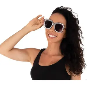 Lunettes disco strass argent pas cher