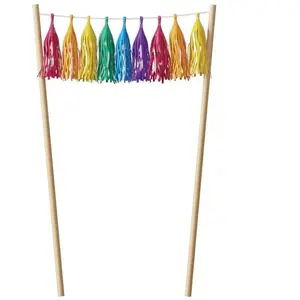 RueDeLaFete Décoration de déco gâteau pompons Multicolore pas cher