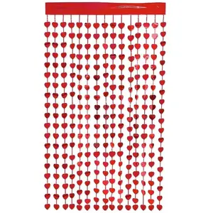 Comparateur de prix : Rideau Lamé Coeurs Rouges de 1 x 2 mètres FETE-22652