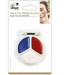 Comparateur de prix : PTIT CLOWN Maquillage France fard gras en palette tricolore: bleu, blanc et rouge (x1) REF/22388
