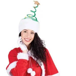 Chapeau adulte sapin de Noël en ressort (x1) REF/22376