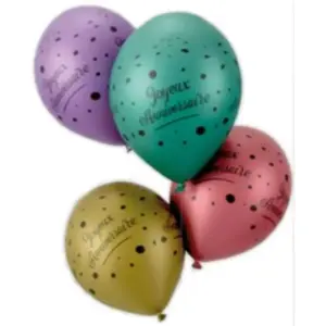RueDeLaFete Lot 8 ballons Joyeux Anniversaire chromés 30 cm pas cher