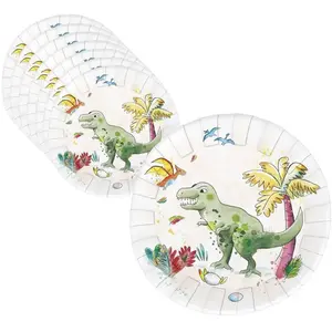 Comparateur de prix : RueDeLaFete Lot de 8 assiettes anniversaire Dinosaures