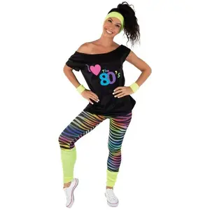 Set déguisement I Love Années 80's, jaune pas cher
