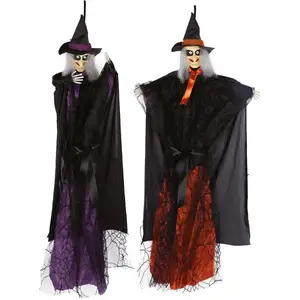 RueDeLaFete Sorcière à suspendre - violet ou orange, 68cm 24068PC pas cher