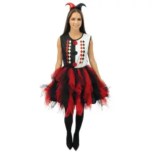 Comparateur de prix : Costume arlequin avec froufrou - noir, rouge - adulte - S/M