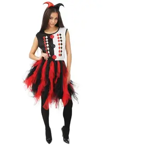 PTIT CLOWN Déguisement arlequin avec froufrou - noir, rouge - Femme - L/XL 24034PC pas cher