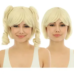 Perruque courte avec couettes détachables luxe Blond