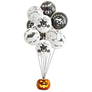 RueDeLaFete Lot 10 Ballons Ø 23cm Halloween - blanc, noir 24131PC pas cher