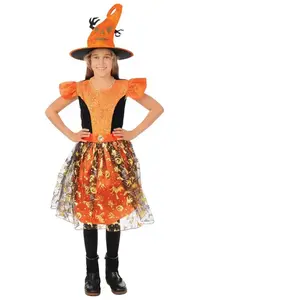 PTIT CLOWN Déguisement sorcière citrouille - noir, orange - Fille - 3/4 ans 24142PC pas cher