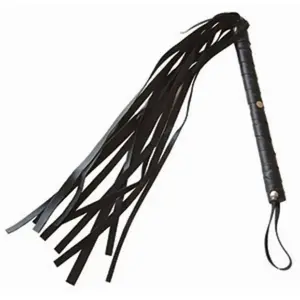 Fouet à lanières, imitation cuir, noir, 65 cm