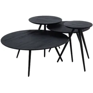 Comparateur de prix : Hellin Tables basses rondes gigognes en teck recyclé noir