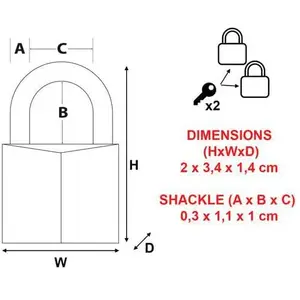 Master Lock Cadenas à clé aluminium noir 20mm anse d.3xh.11mm 3 goupilles