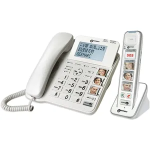 Comparateur de prix : Téléphone Filaire Amplidect Combi 295 + Sans Fil Photodect295 -geemarc