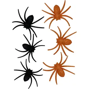 Comparateur de prix : Rubies - 6 araignées paillettes noir et orange (Adulte)