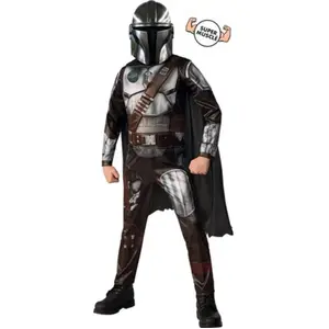 RUBIES - STAR WARS Officiel - Déguisement de Luxe The Mandalorian - Taille 9-10 Ans - Costume avec Combinaison, Cape, Masque - Pour les Petits Aventuriers Galactiques