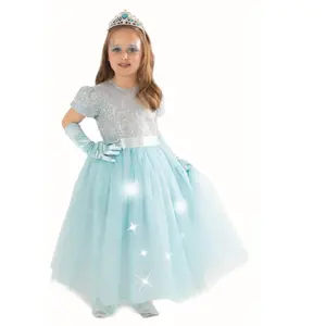 Comparateur de prix : Deguisement Princesse Lumineuse Sequins + Access Bleue 7-8 Ans Pour En...