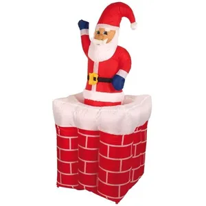 AUTOUR DE MINUIT Personnage de Noël Père Noël dans la cheminée gonflable 160cm pas cher